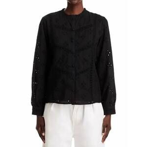 NEW KOKO + MASON long sleeve eyelet top in black